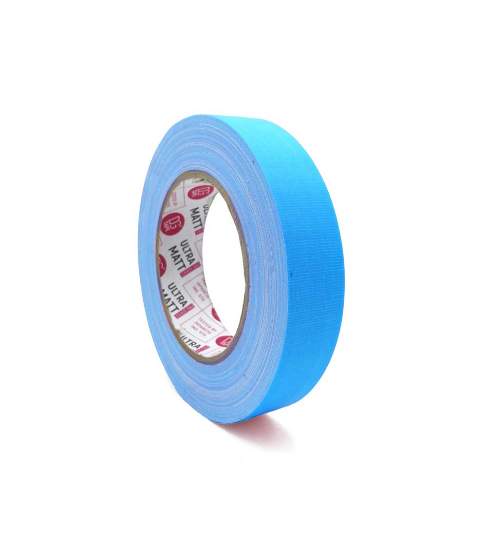 BLUE 1 in X 30ya - 76MESH - (25mmX25m) LDPE COATED MATTE FINISH FLUORESCENT GAFFER TAPE @ULTRAMATT