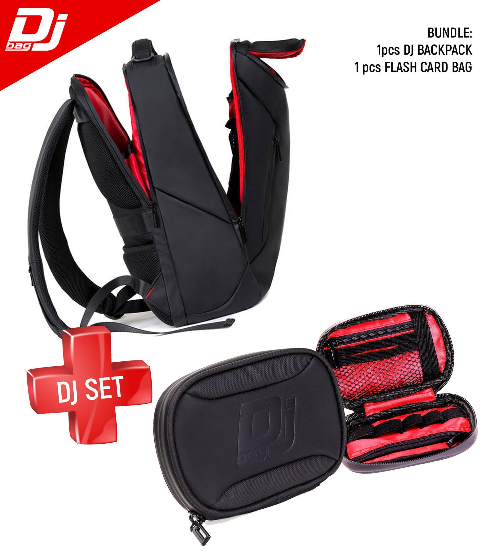 SET of URBAN Backpack & FLASHCARD bag for DJ's controllers and mixers - DJBAG 19.29 x 12.59 x 3.93 in.