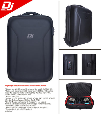 DJBAG HARD shockproof Backpack  for two-channel controllers etc, int. 19.68in X 12.20in X 3.54in
