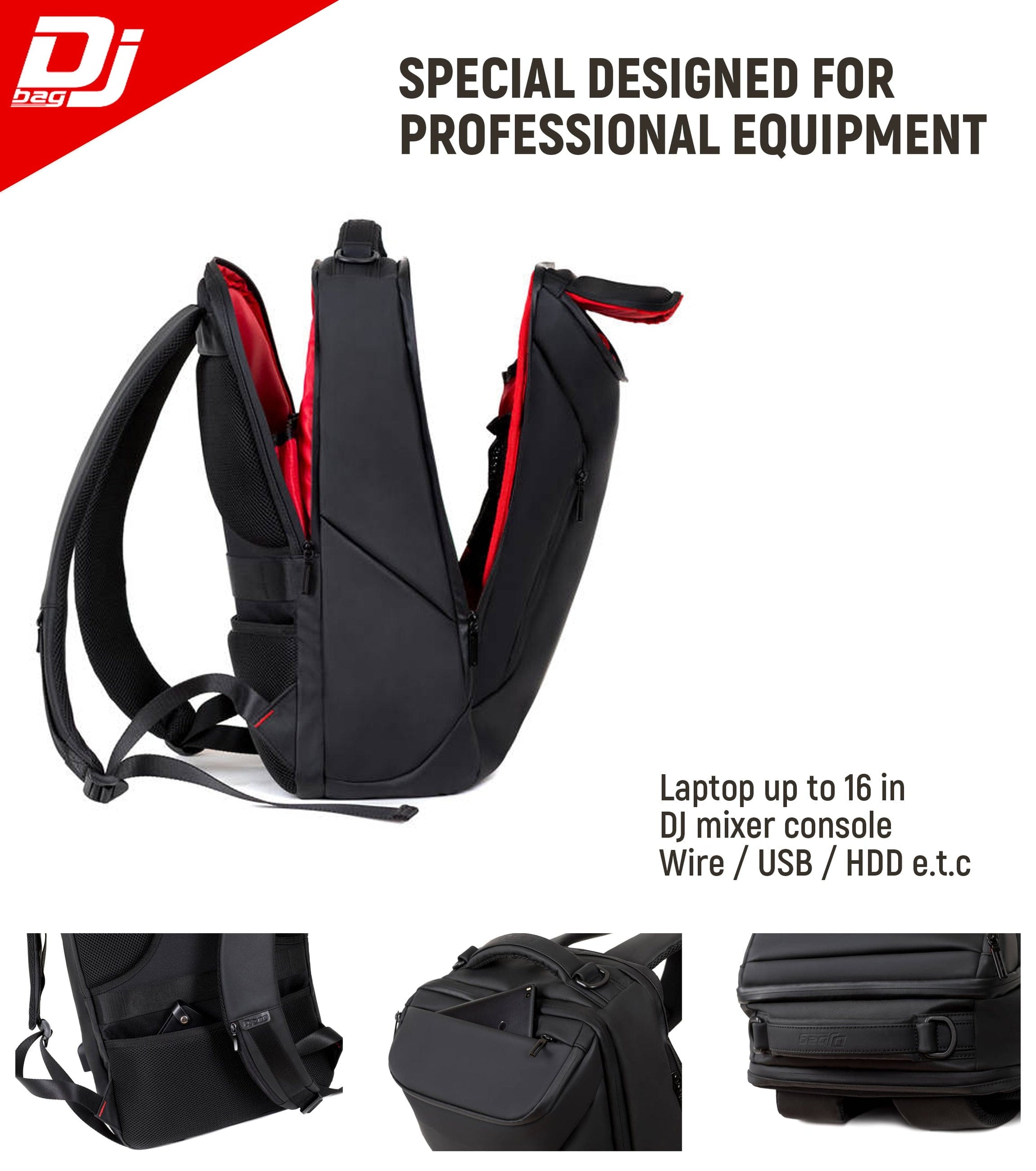 SET of URBAN Backpack & FLASHCARD bag for DJ's controllers and mixers - DJBAG 19.29 x 12.59 x 3.93 in.