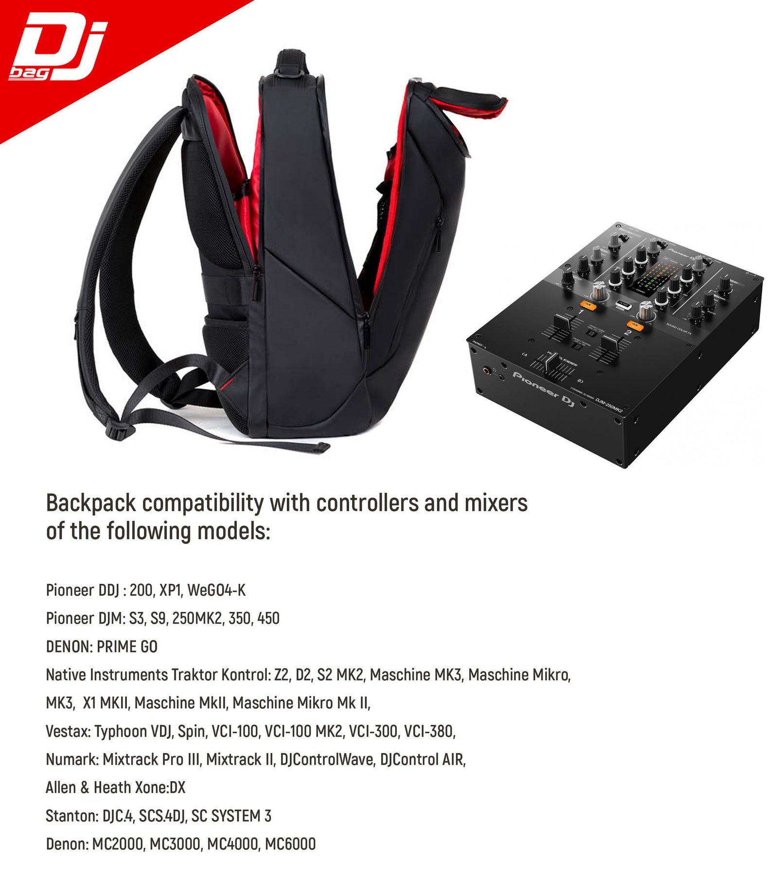 SET of URBAN Backpack & FLASHCARD bag for DJ's controllers and mixers - DJBAG 19.29 x 12.59 x 3.93 in.