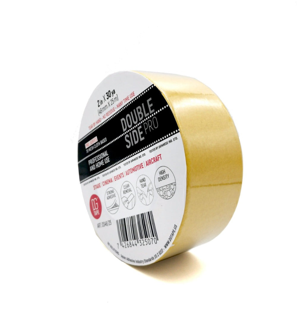 dgsusa gaffer tape 1" or 2" x 11ya/ 30ya/ 50ya - Double Side Pro Tape + White Adhesive Tape | Heavy duty Rug tape | Strong adhesive