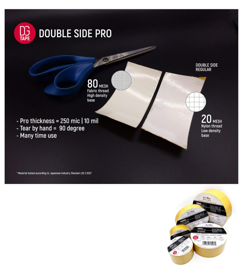 dgsusa gaffer tape 1" or 2" x 11ya/ 30ya/ 50ya - Double Side Pro Tape + White Adhesive Tape | Heavy duty Rug tape | Strong adhesive